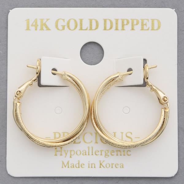 14K GOLD DIPPED DOUBLE HOOP GOLD DIPPED EARRING