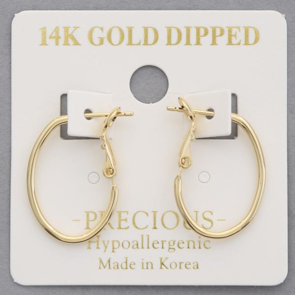 14K GOLD DIPPED OVAL METAL EARRING