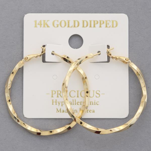 14K GOLD DIPPED TWISTED HOOP EARRING