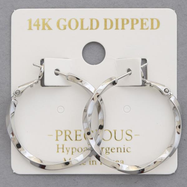 14K GOLD DIPPED TWISTED HOOP EARRING