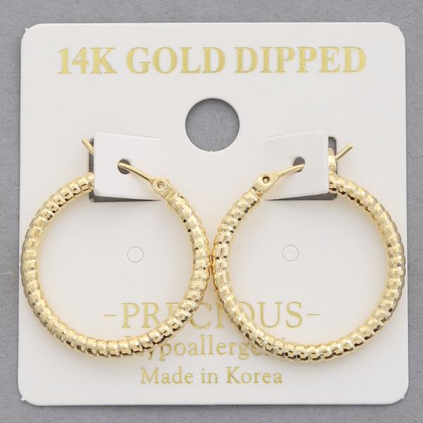 14K GOLD DIPPED TEXTURED HOOP EARRING