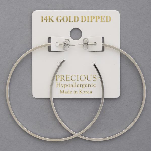 14K GOLD DIPPED HYPOALLERGENIC OPEN HOOP EARRING