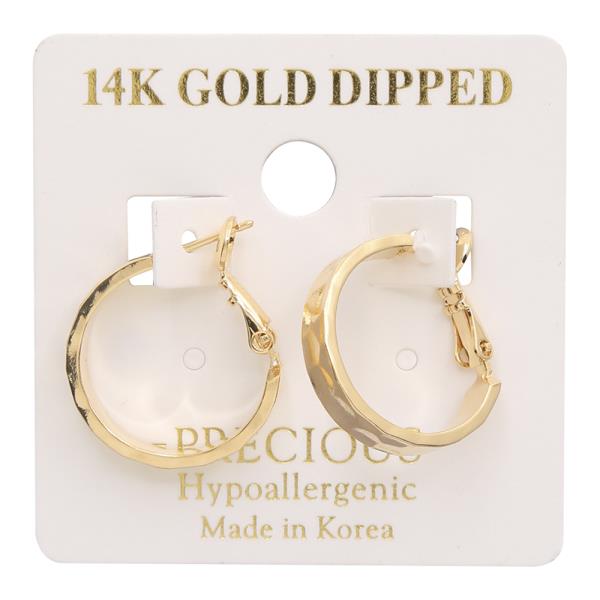 SQUARE EDGE 14K GOLD DIPPED HOOP EARRING