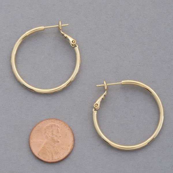 HAMMERED METAL 14K GOLD DIPPED HOOP EARRING