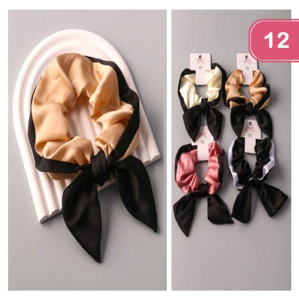 BOW HAIR STRIP SCRUNCHIE (12 UNITS)