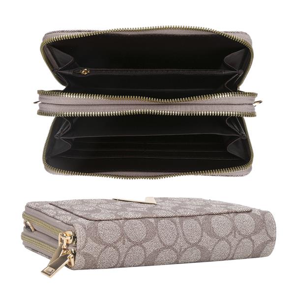 OVAL V DESIGN ZIPPER WALLET W STRAP