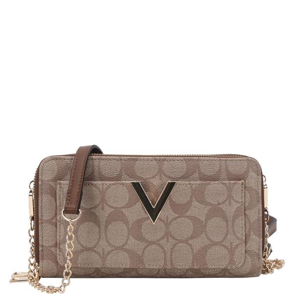 OVAL V DESIGN ZIPPER WALLET W STRAP