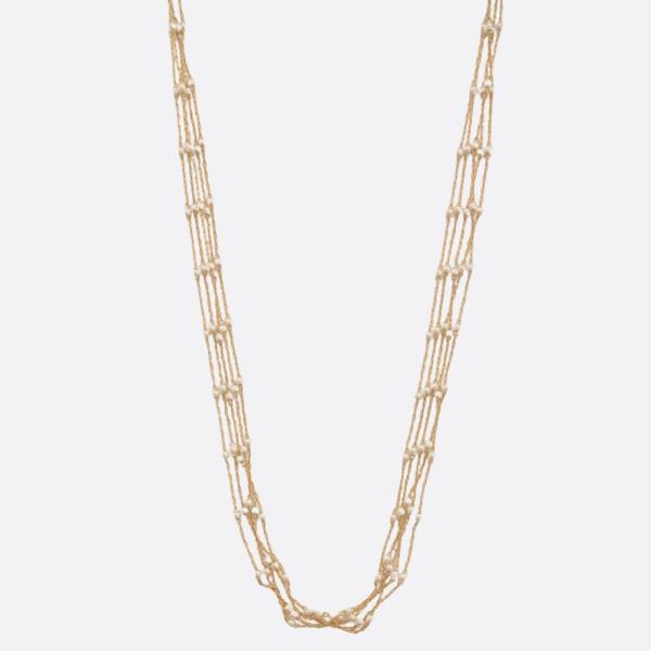 DAINTY PEARL BEAD LAYERED NECKLACE