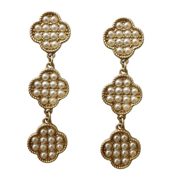 PEARL METAL TRIPLE DROP EARRING