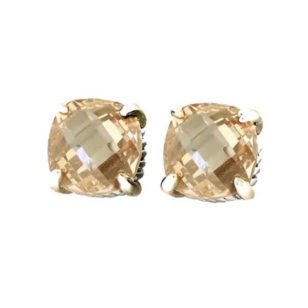 TWO TONE CHAMPAGNE CZ STUD EARRING