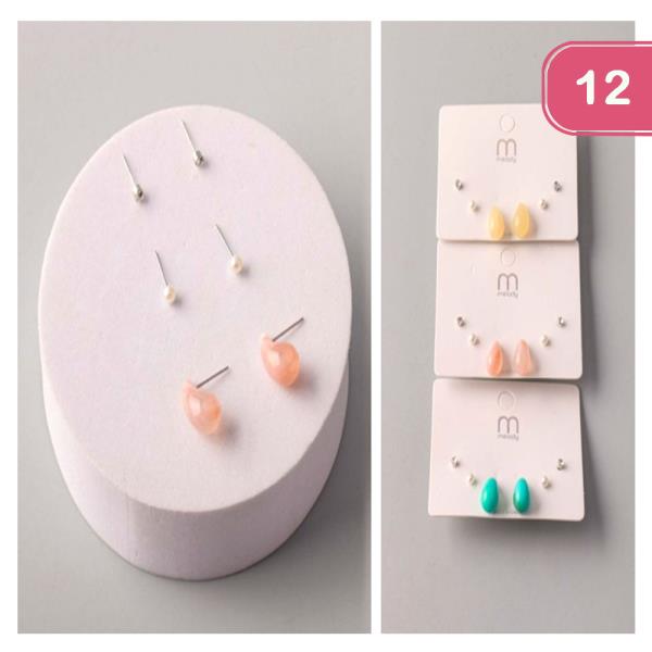 SYMMETRICAL TEARDROP STUD EARRING (12 UNITS)