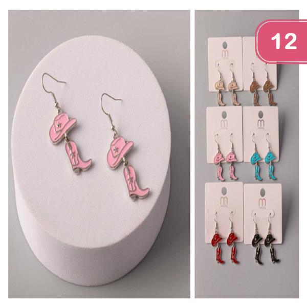 COWGIRL CHARM  DROP HOOK EARRINGS (12 UNITS)