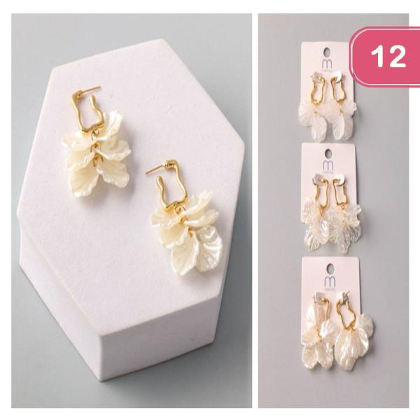 PETAL TASSEL SQUARE HUGGIE EARRING (12 UNITS)