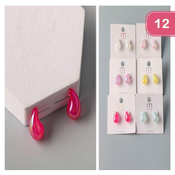 AB PLASTIC TEARDROP EARRING (12 UNITS)