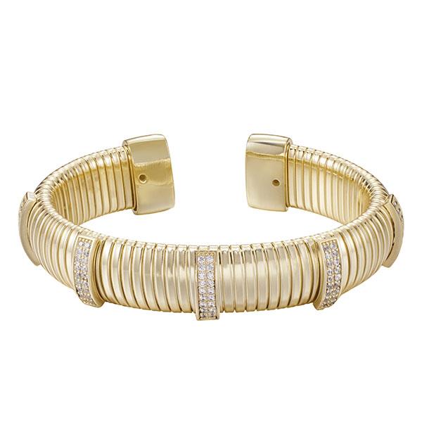 GOLD PLATED CZ FLEX OMEGA CUFF BRACELET