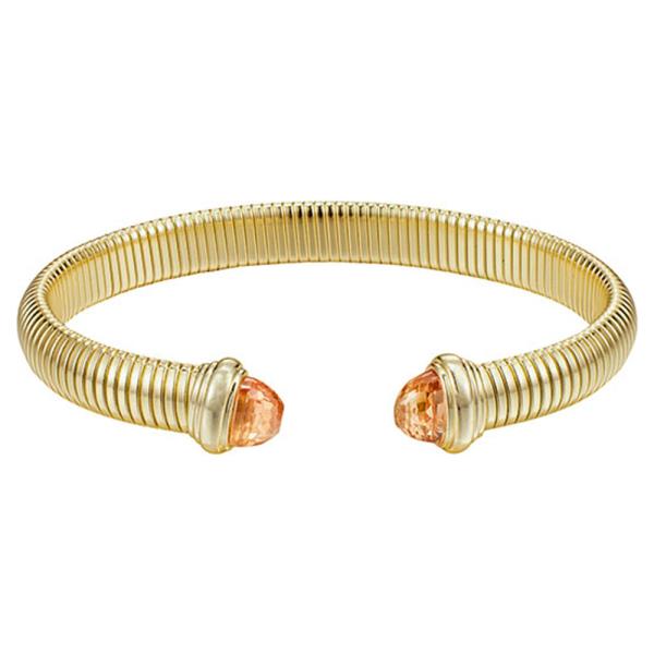 GOLD PLATED AQUA FLEXIBLE OMEGA CUFF BRACELET