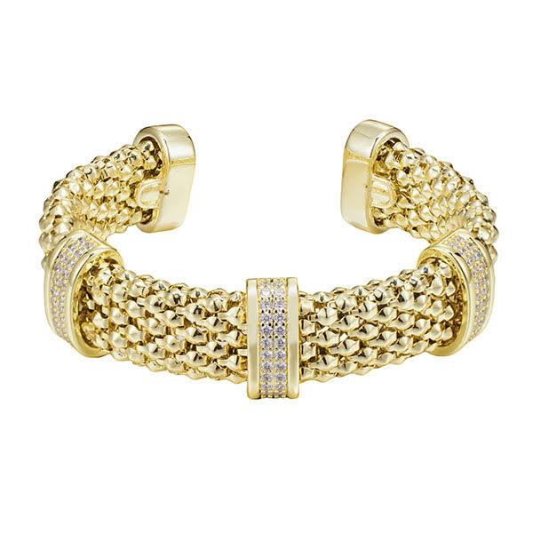 TWO TONE CZ FLEXIBLE BANGLE BRACELET