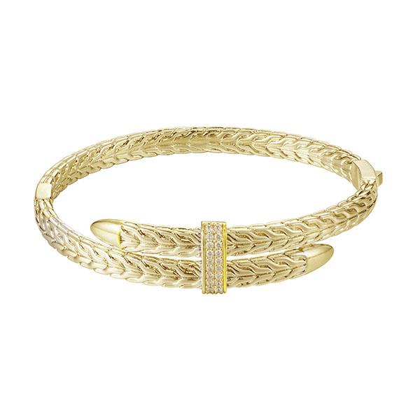 GOLD PLATED CZ LOCK BANGLE BRACELET