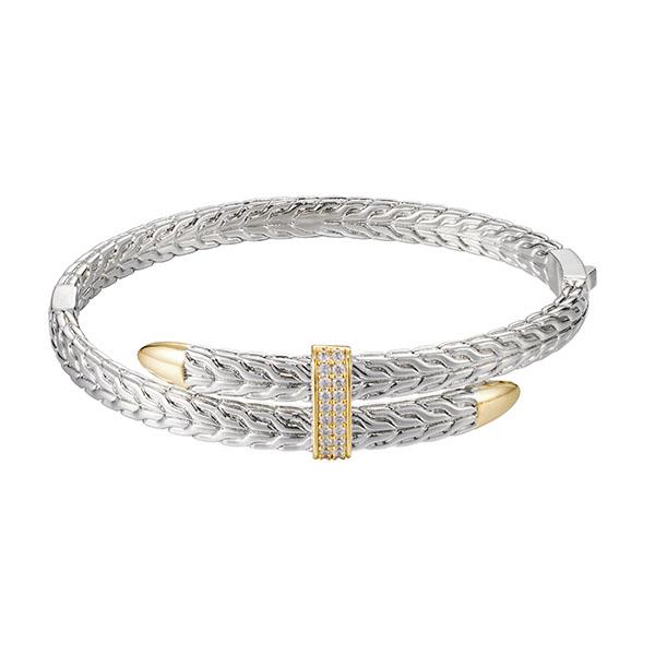 GOLD PLATED CZ LOCK BANGLE BRACELET