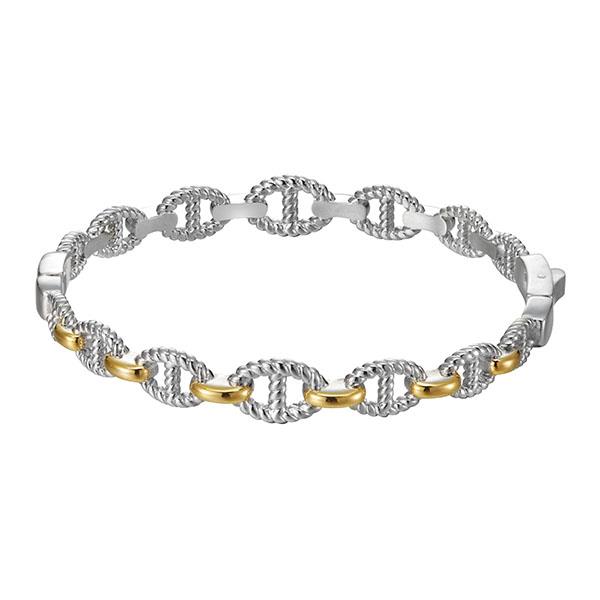 OVAL LINK TWO TONE PUSH LOCK BANGLE