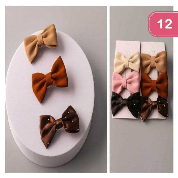 MIX STUDDED BOW CLIPS (12 UNITS)