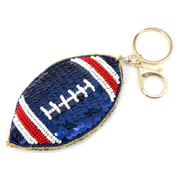 FOOTBALL SEQUIN BEADED KEY CHAIN