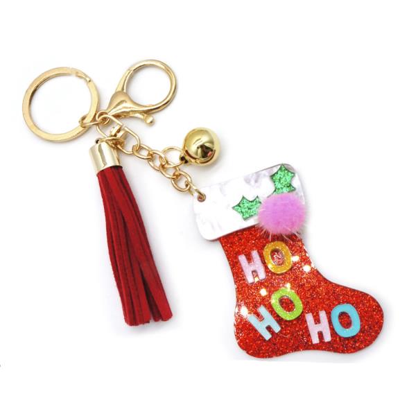 HO HO HO STOCKING TASSEL KEY CHAIN