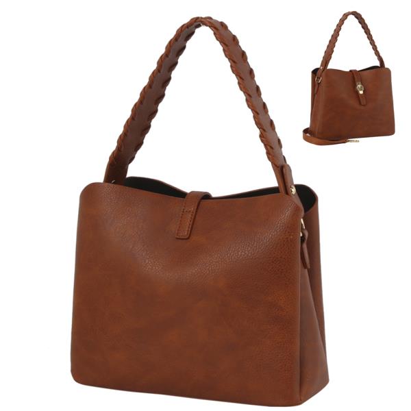 BUCKLE FLAP SHOULDER SATCHEL BAG