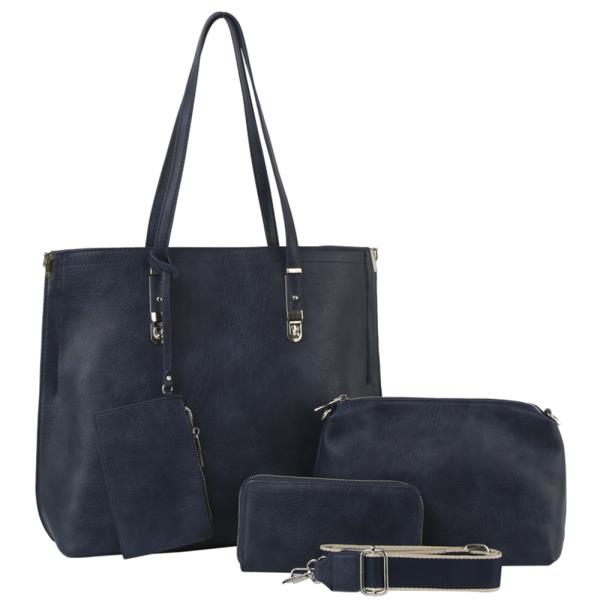 4IN1 SMOOTH TOTE W CROSSBODY WALLET AND POUCH SET