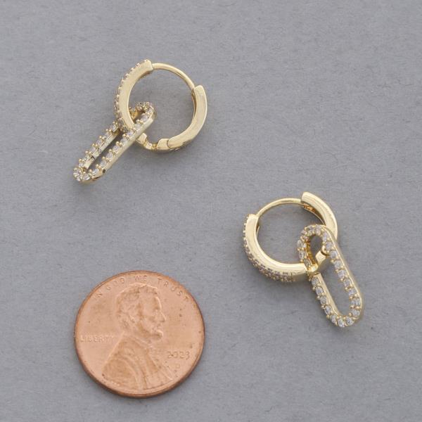 SODAJO CZ HOOP OVAL LINK GOLD DIPPED EARRING