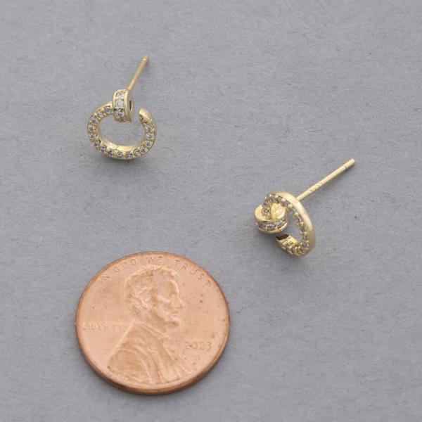 SODAJO CZ NAIL GOLD DIPPED STUD EARRING