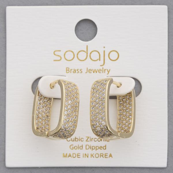 SODAJO CZ WIDE HOOP GOLD DIPPED EARRING