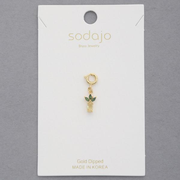 SODAJO PINEAPPLE RHINESTONE GOLD DIPPED NECKLACE CHARM