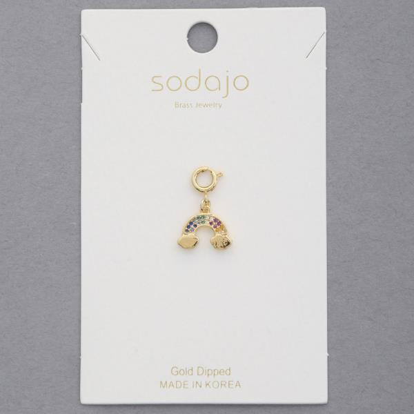 SODAJO RHINESTONE RAINBOW GOLD DIPPED NECKLACE CHARM