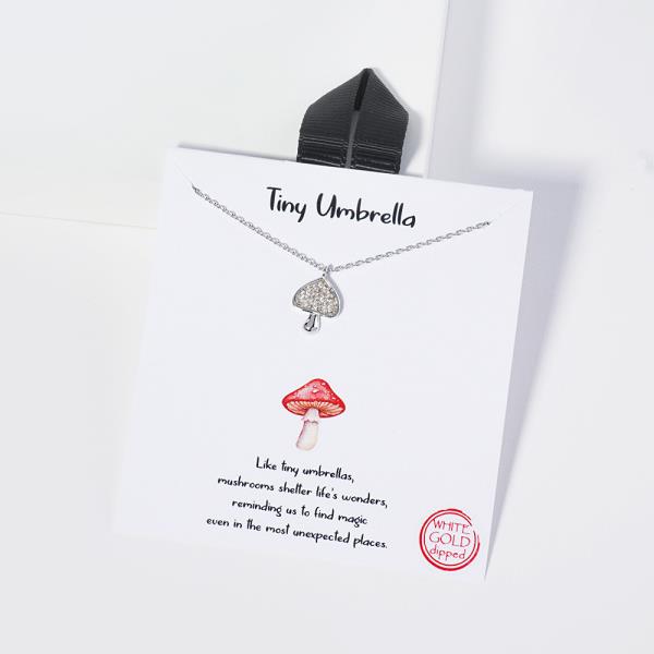 18K GOLD RHODIUM TINY UMBRELLA MUSHROOM NECKLACE