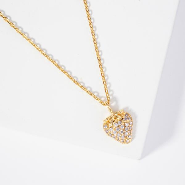 18K GOLD RHODIUM STRAWBERRY SPECIAL NECKLACE