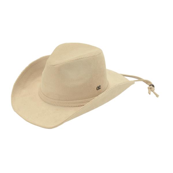 CORDUROY COWBOY HAT WITH CHIN STRAPS