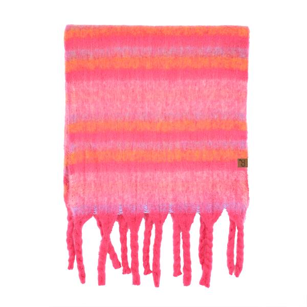 HORIZONTAL MULTI COLOR STRIPE WOVEN SCARF