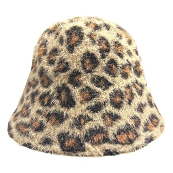 FAUX FUR LEOPARD BUCKET HAT