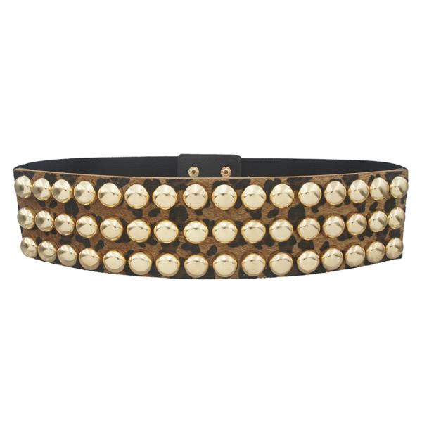 PLUS LEOPARD DOME STUDDED ELASTIC BELT