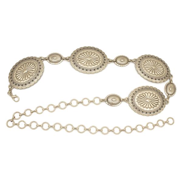 LACE FLORET EDGE OVAL CONCHO CHAIN BELT