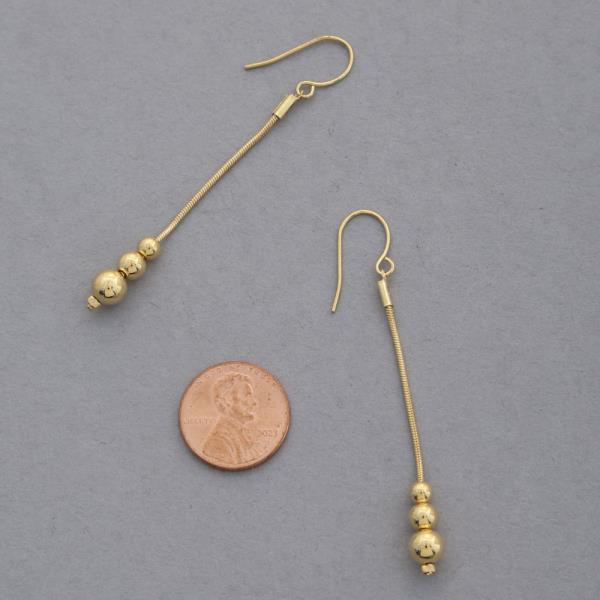 SODAJO TRIPLE BEAD GOLD DIPPED DANGLE EARRING