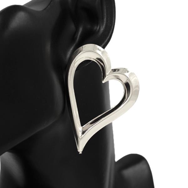 METAL WIDE HEART EARRING