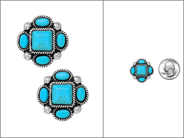 WESTERN STYLE TQ STONE EARRING