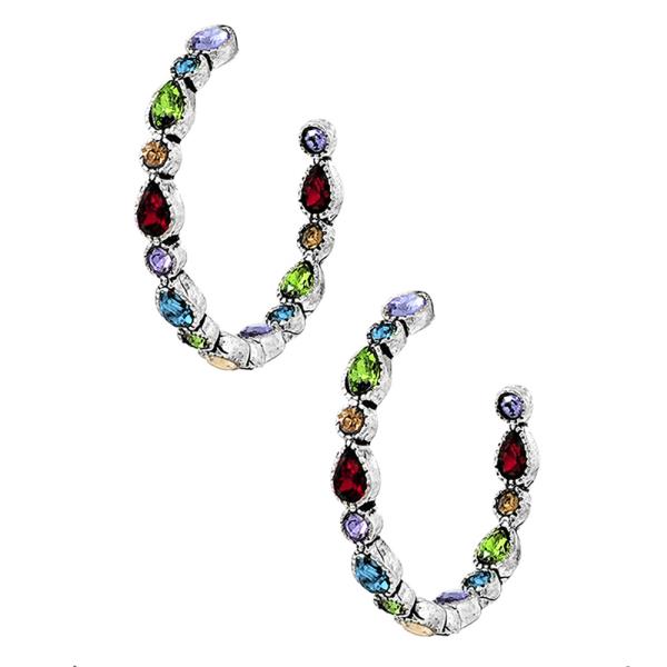 WESTERN STYLE TQ RHINESTONE C HOOP EARRING