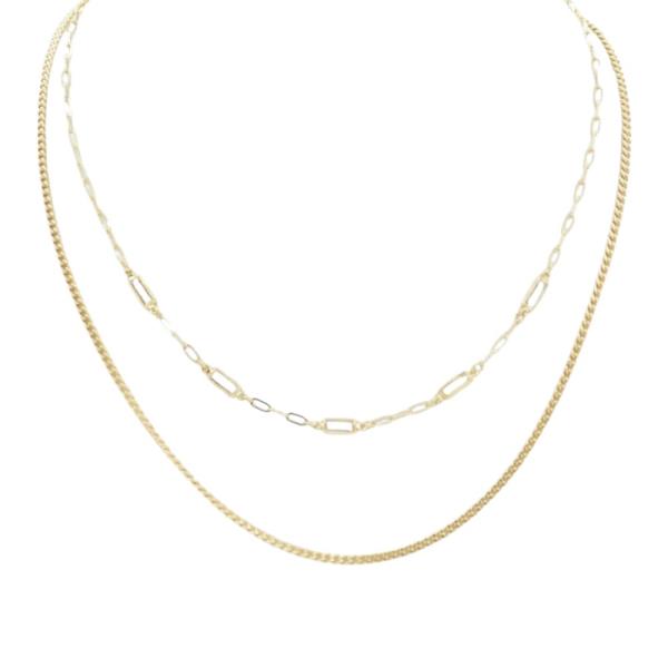 2 LAYERED METAL CHAIN NECKLACE