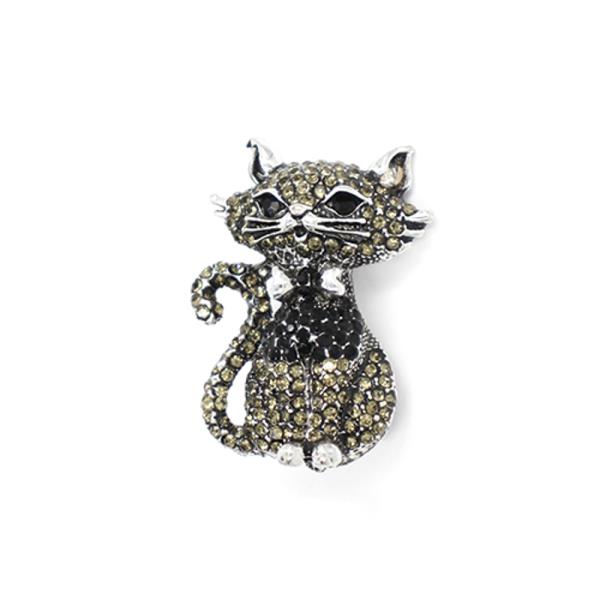 RHINESTONE CAT BROOCH PIN