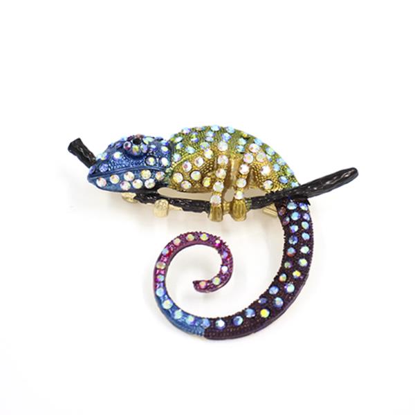 RHINESTONE CHAMELEON BROOCH PIN