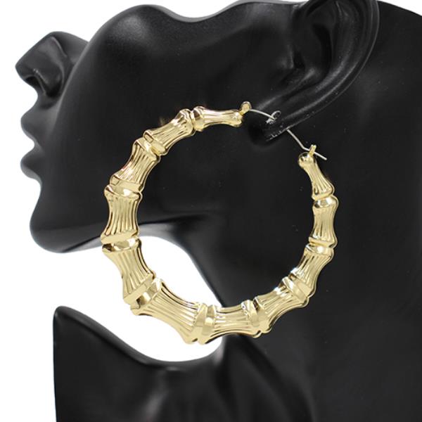 METAL BAMBOO HOOP EARRING