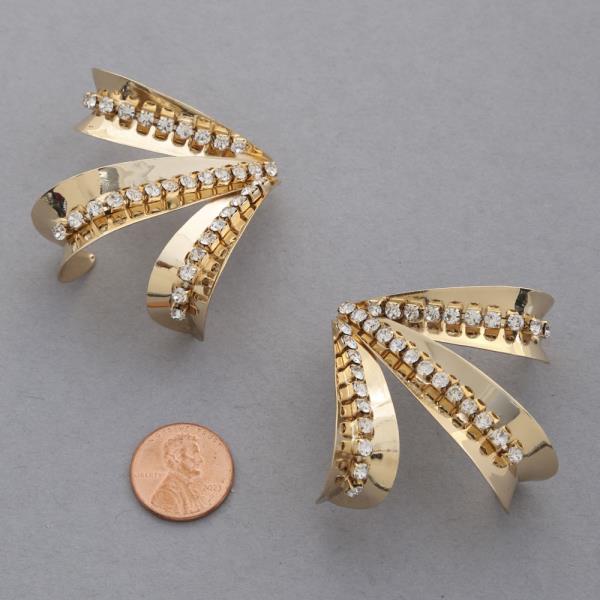 RHINESTONE METAL EARRING